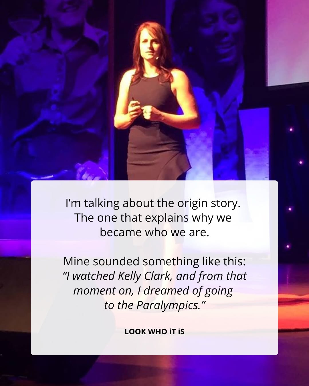 Nicole Roundy speaking on stage.